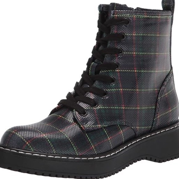 Madden Girl Shoes - Madden girl Plaid Textured Combat Boots Side Zip Platform Lug Sole Multi Color